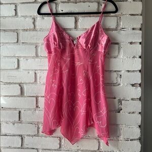 Charming Pink Heart Chemise / dress baby doll dress with hearts bows lingerie